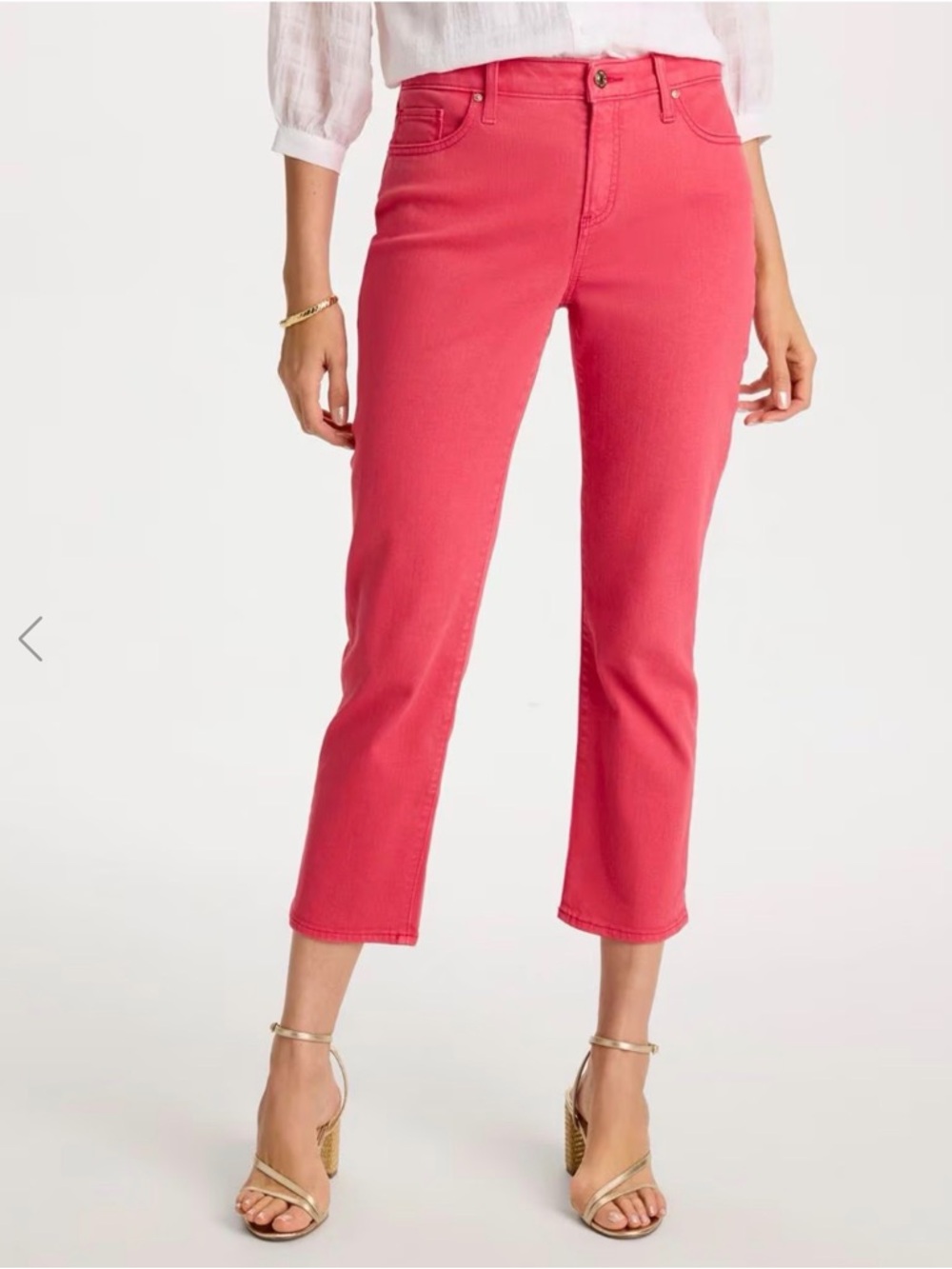 CHICOS PERFECT STRETCH GIRLFRIEND FRAY CROP CAPRI-CALYPSO CORAL FROST2 (12-14 L)